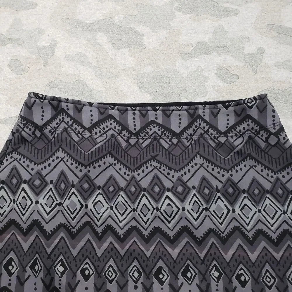Athleta Skirt Womens Small Gray Geo Print‎ Pull On Stretch Midi